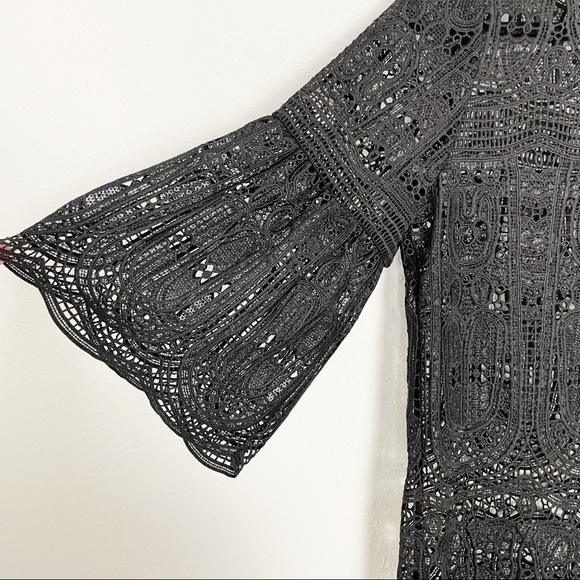 Kobi Halperin Gaia Guipure Lace V Neck Mini Dress MISSING SLIP Black Cocktail - Picture 6 of 7
